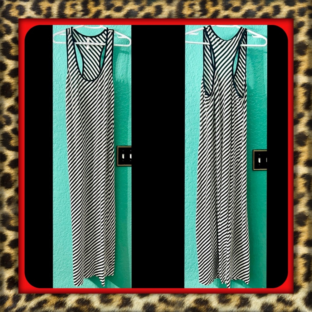👑✅PRICE FIRM✅ Black and White Striped Tank Maxi Dress